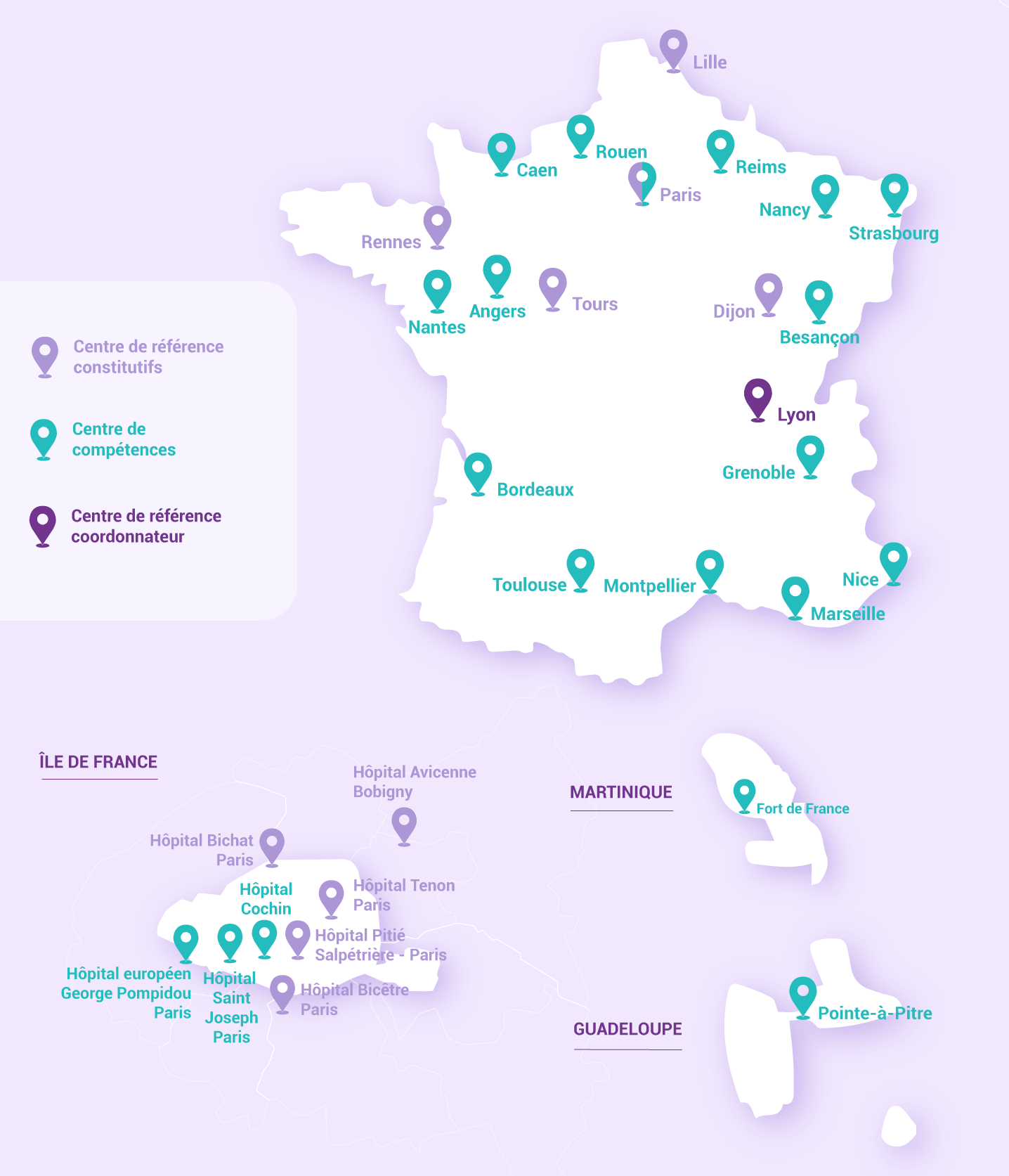 carte des centres de traitements fibrose pulmonaire